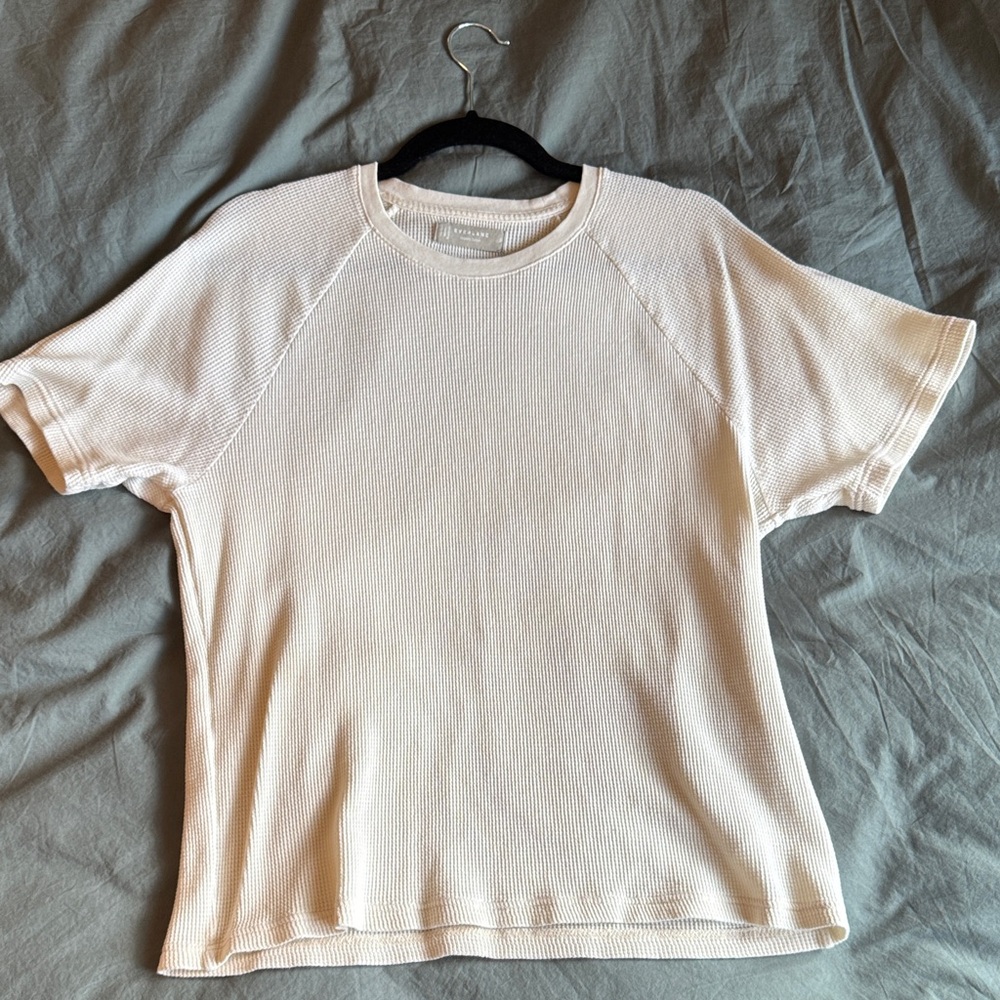 Everlane Off-White Waffle Short Sleeve T-Shirt